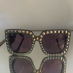 Gucci Black Sunglasses with Gold Studs